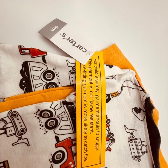 Carter’s Baby Construction Theme Long Sleeve & Excavator Tee Tops Only Yellow/Gr - Picture 4 of 6